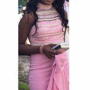 Pink Two Piece Prom Dress